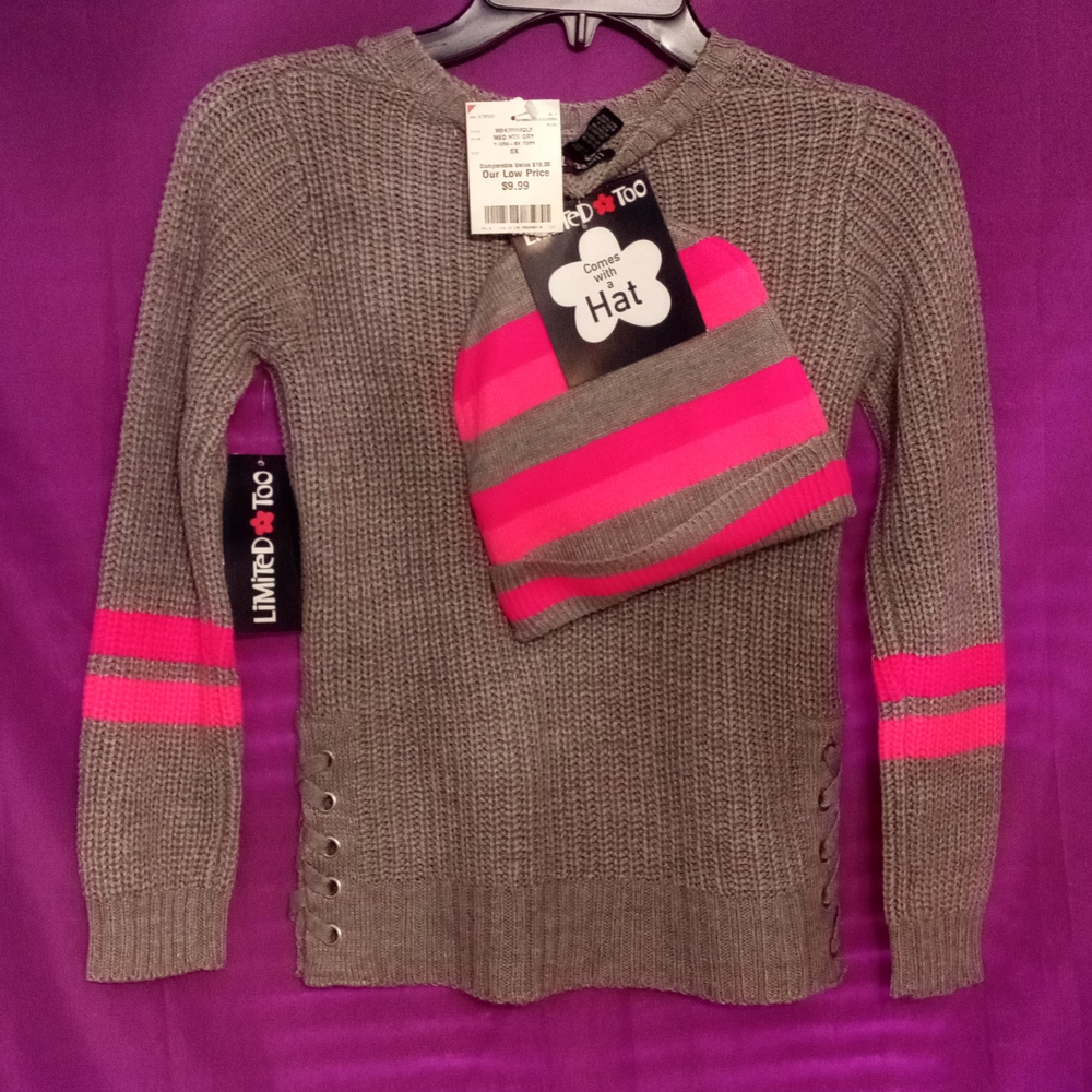 Limited too Gray sweater with Hat